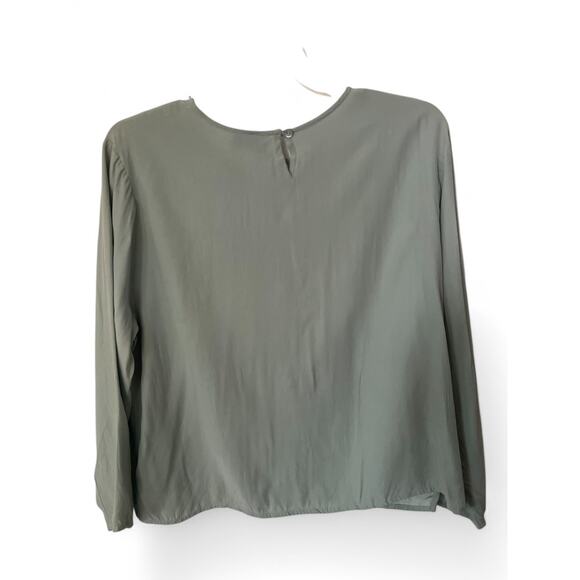 Eileen Fisher 100% Silk Teal Blouse | Sz L | EUC - Picture 4 of 4